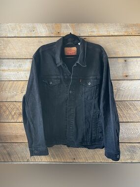 Levi's Denim Trucker Standard Fit Black Jacket 72334-0223 Sz XXL Red Tab